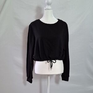 SHEIN Black Drawstring Waist Sweatshirt